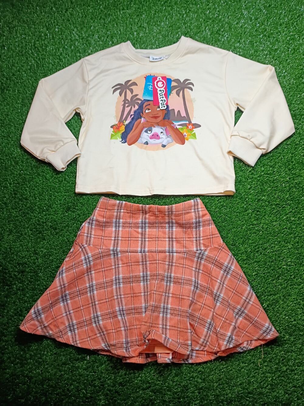 PatPat Disney Moana Toddler Girl Outfit Cream & Orange 5-6Y NWT